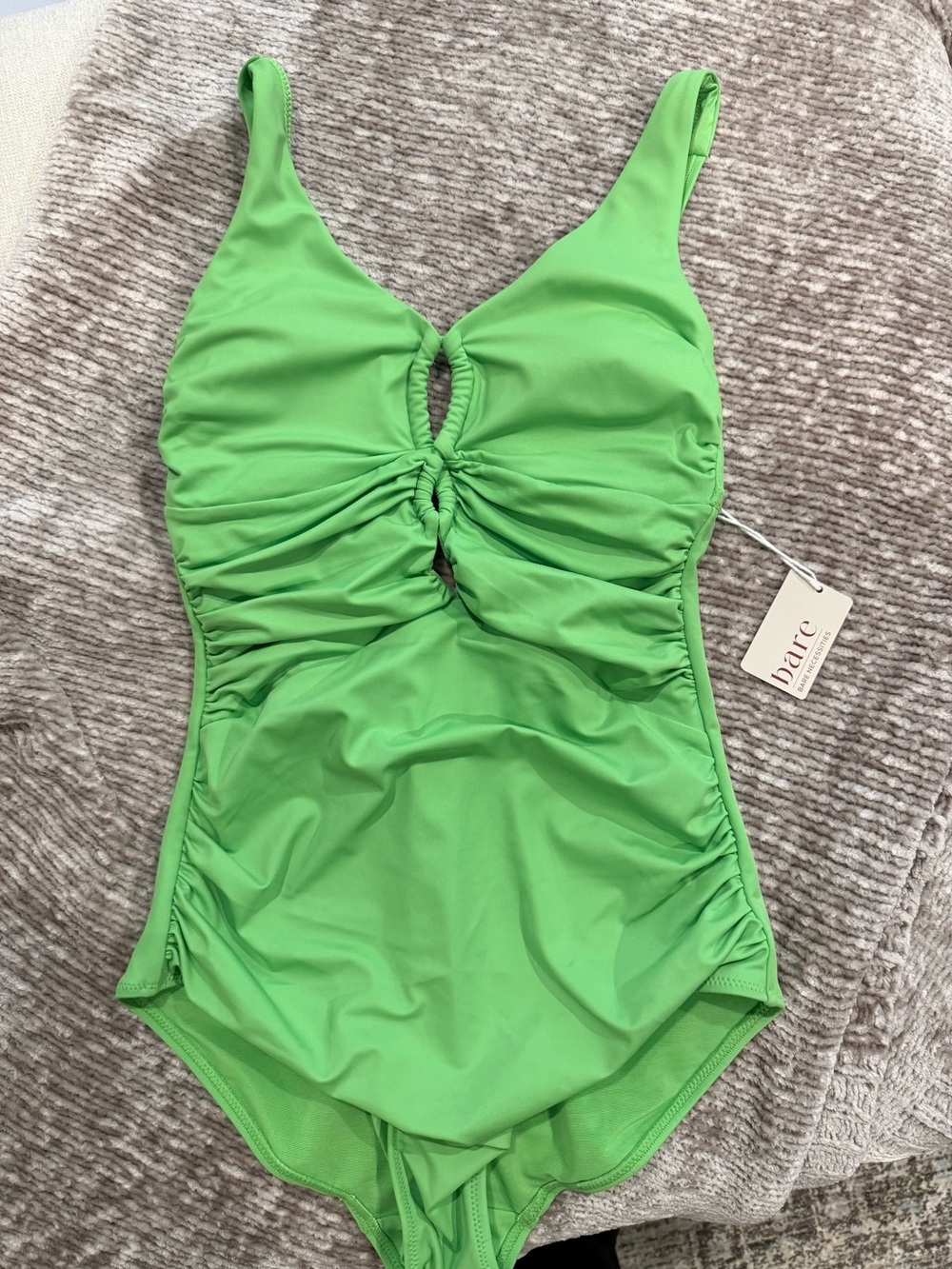 Bare Necessities Ruched One-Piece Swimsuit in Bright Green